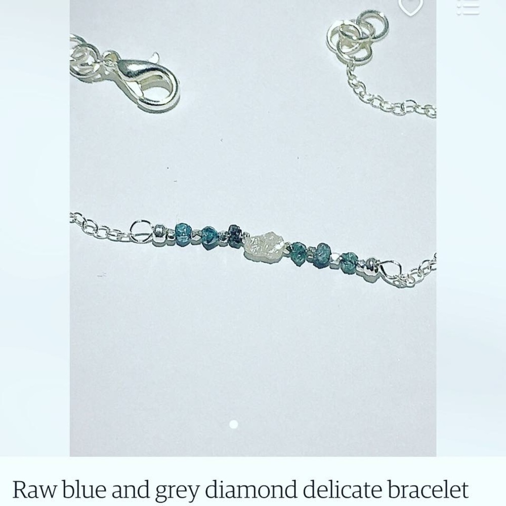 Raw blue and grey diamond delicate bracelet